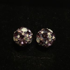 .925 silver disco ball  purple crystal